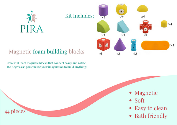 PIRA magnetic foam building blocks- 44 piece Set