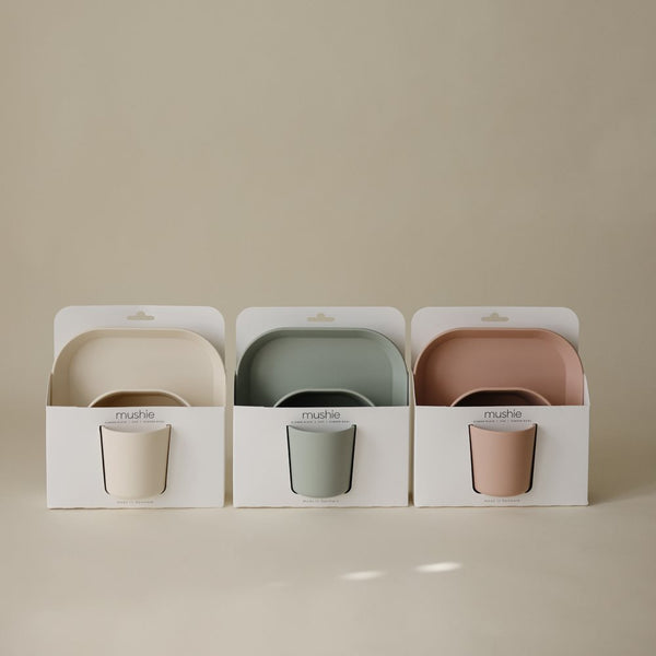 Mushie Dinner set- square- Blush