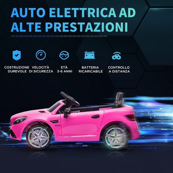 PINK MERCEDES | Electric Car for Children 3-6 Years with LED Lights, Sound Effects and Remote Control, 107x62. 5x44 cm, Pink