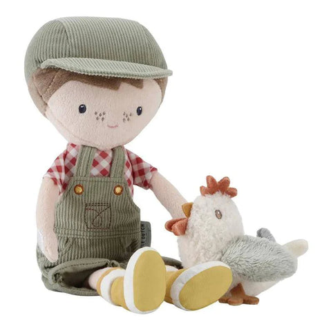 Cuddle doll Farmer Jim with chicken