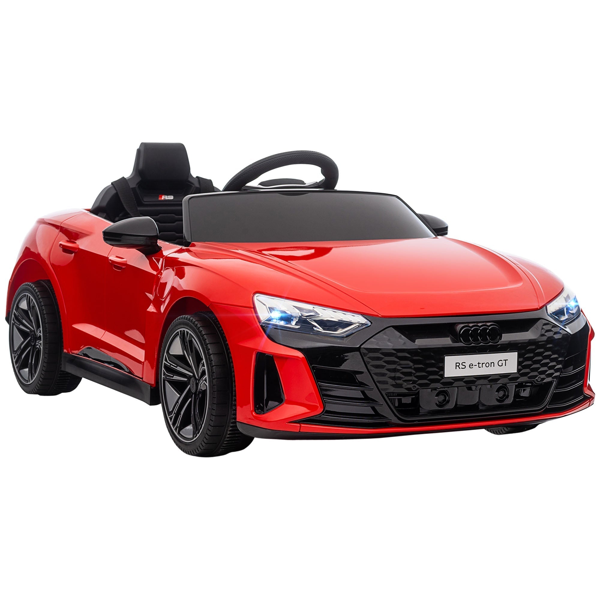 Electric Ride-On Car for Children 5 Years Max Audi License with Buttons, Seat Belts and Headlights, 103x58x41 cm, Red and Black