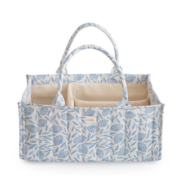 Mushie Diaper Caddy- Blue Flowers