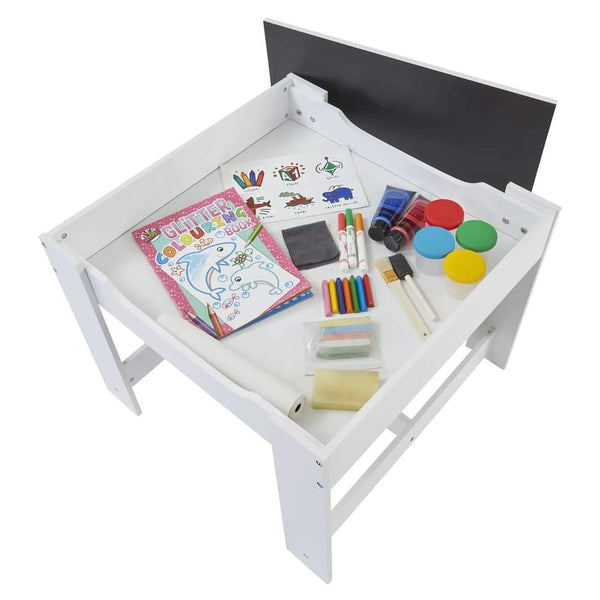 Liberty House White Wooden 3 in 1 Table & 2 Chairs with Storage Bins