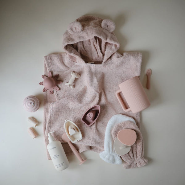 Mushie Poncho Towel - Bear - Fog