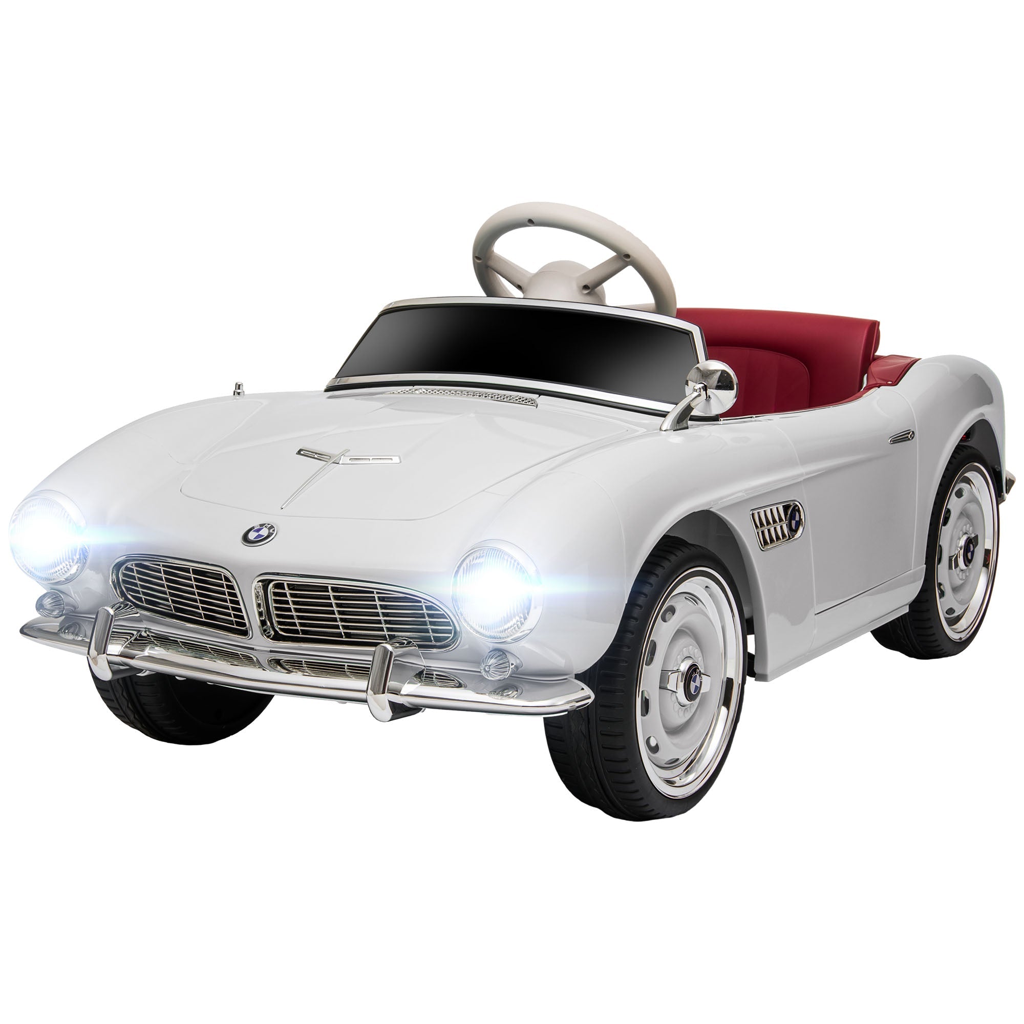 Licensed BMW 507 2-Door Electric Ride-On Toy Car with Horn and Remote Control, 115x55x47cm, White