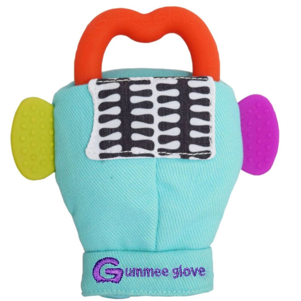 Gummee Glove Teething Mitten & Heart Shaped Ring, Turqoise