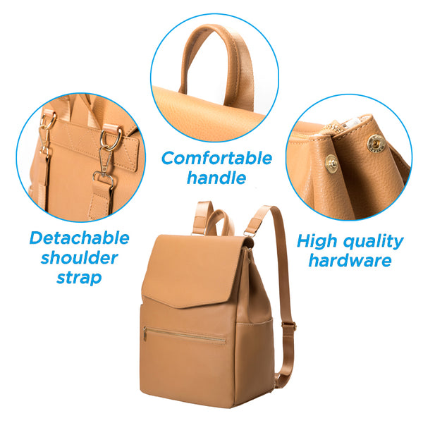 🌼NEW🌼PIRA Vegan Leather 5 piece Parent Diaper Bag with Stroller Hooks