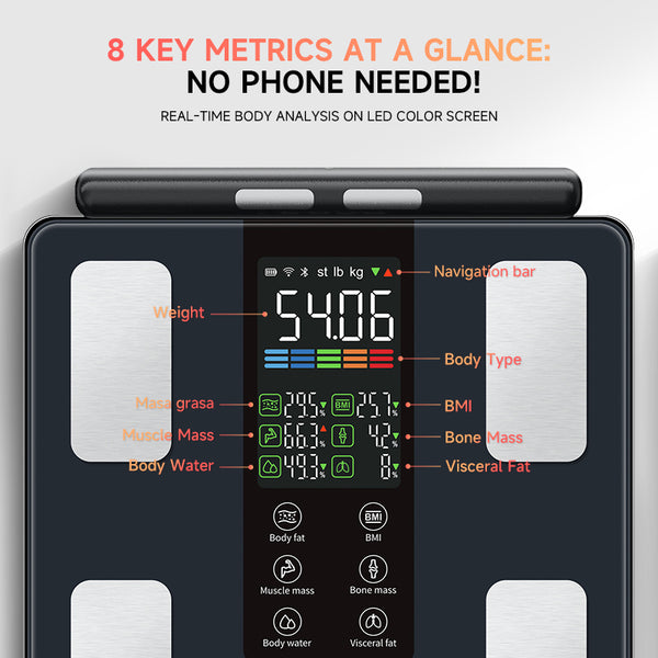 Smart Body Composition Scale with App – 50 Health Insights-FREE DELIVERY OFFER