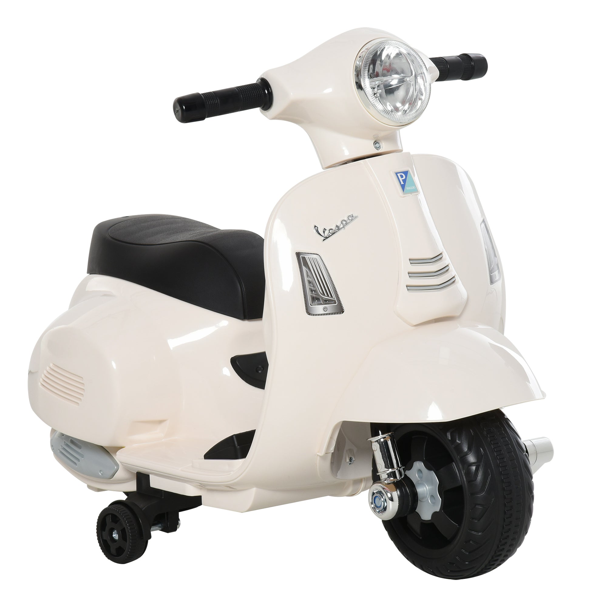 Officially Licensed Kids Electric Scooter, 6V Battery, Headlights and Horn, for Children 18-36 Months, White, 66.5x38x52cm