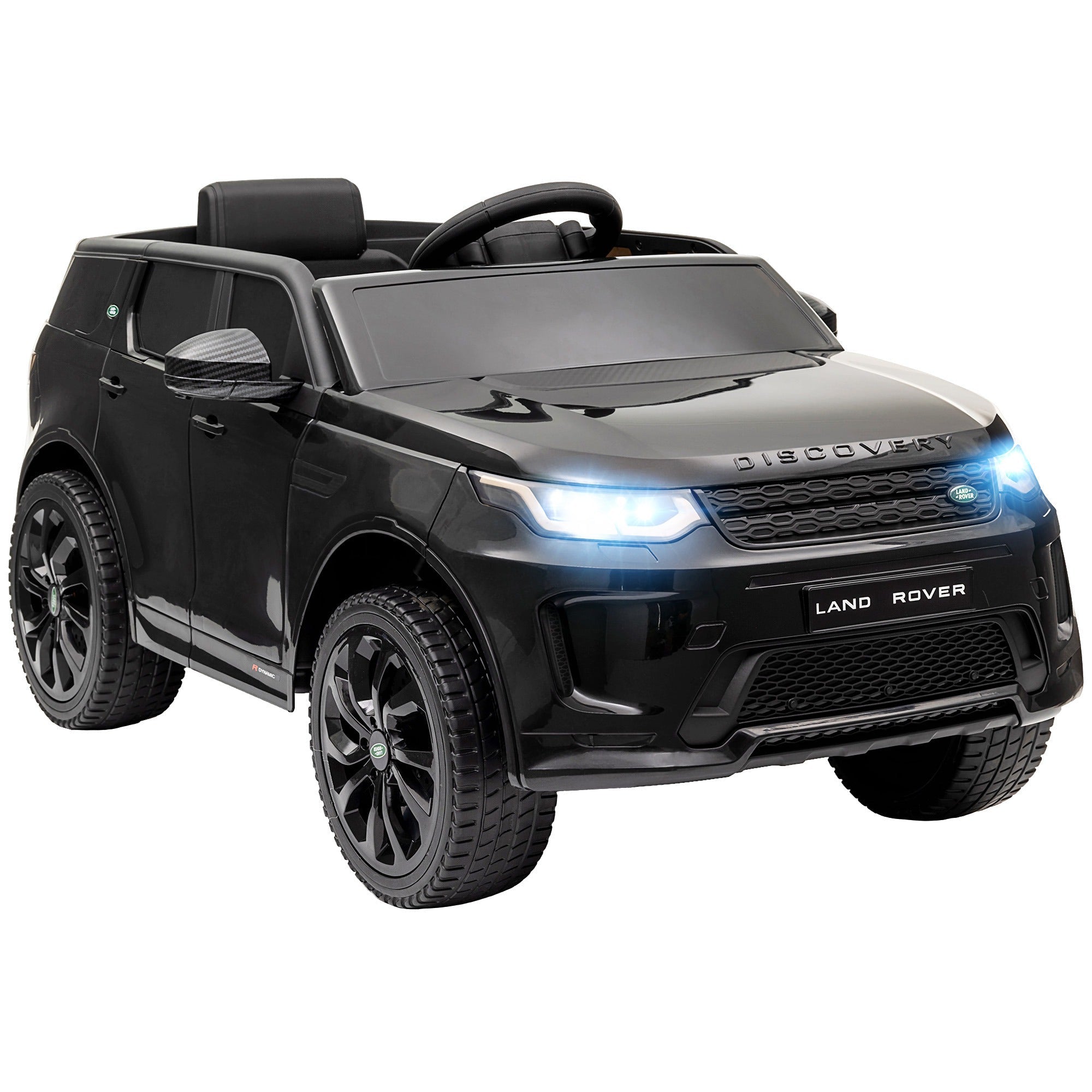 Electric Ride-On Car for Kids Licensed Land Rover with Headlights, Horn and Belt, 106x65.5x51 cm, Black