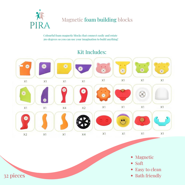 PIRA magnetic foam building blocks- 32 piece Character Set