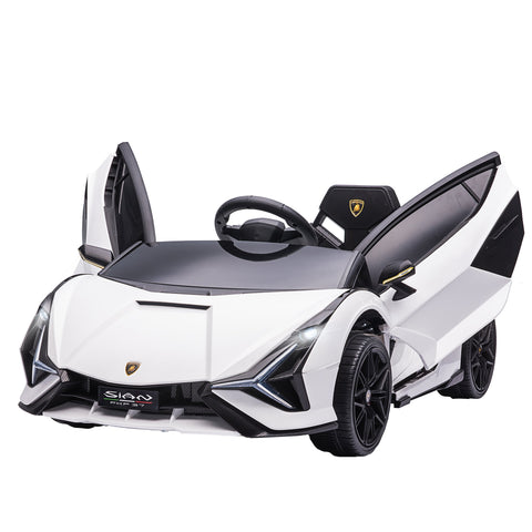 Electric Car for Children 3-5 Years Lamborghini 12V with Remote Control and Speed 3-5km/h, White