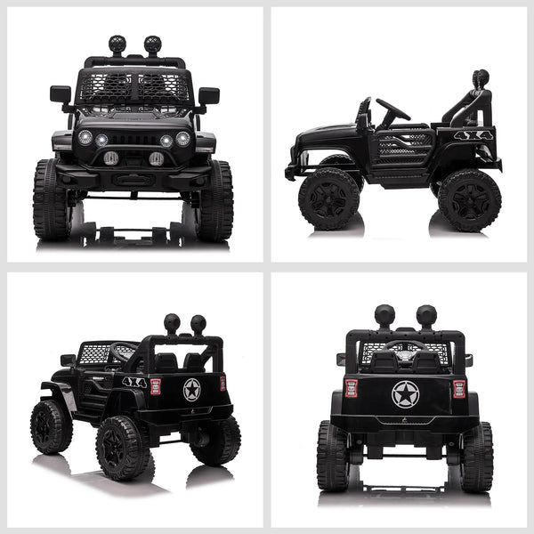 Electric Ride-On Car for Kids 3-6 Years 12V with Remote Control, Headlights and Horn, 100x64. 2x71 cm, Black