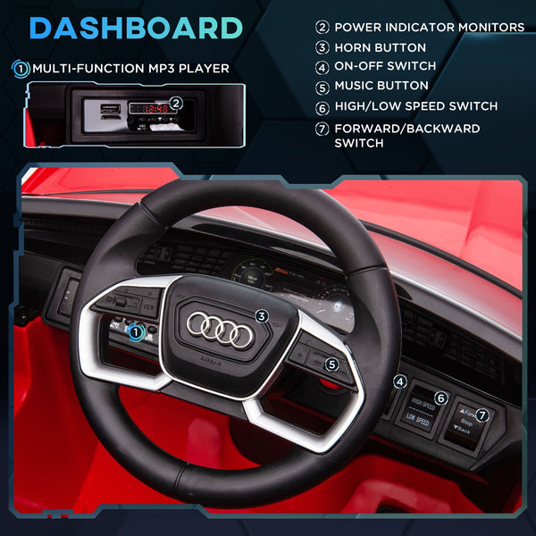 AUDI - Electric Car for Children 12V with Remote Control, Speed 3-8km/h, Lights and Music, Age 3-5 Years, Red