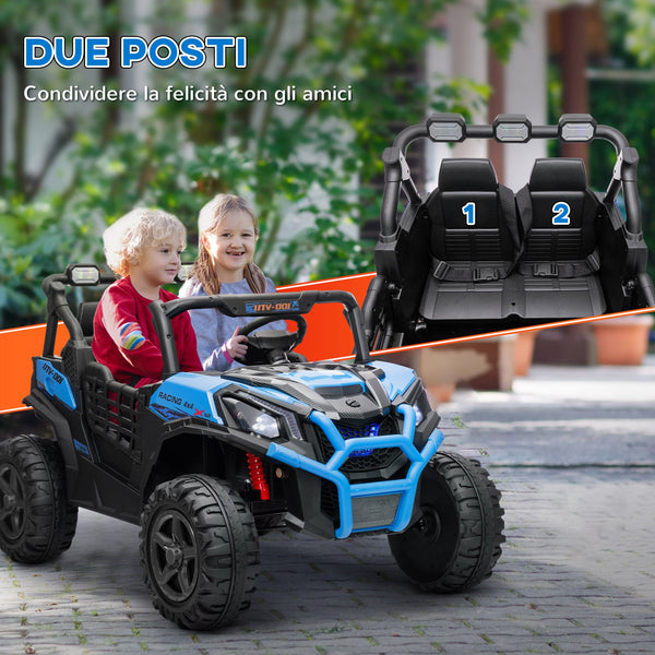 24V 2-Seater Electric Ride-On Car for Kids with Remote Control and 3 Speeds, Ages 3-8 Years, Blue