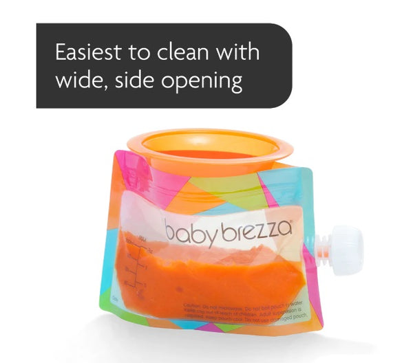 Baby Brezza Reusable Food Pouches for Weaning (Pack of 10) + Filling Funnel