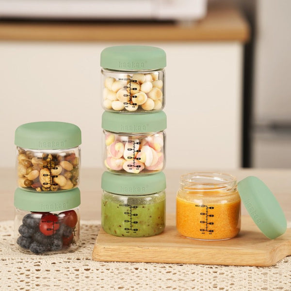 Haakaa Airtight Silicone Lid Glass Jar Set – Mixed (6-pack)