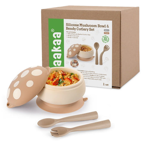 Haakaa Silicone Mushroom Bowl & Bendy Cutlery Set