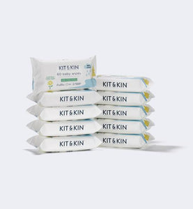 Kit & Kin Biodegradable Baby Wipes BOX (600 wipes / 10 packs)