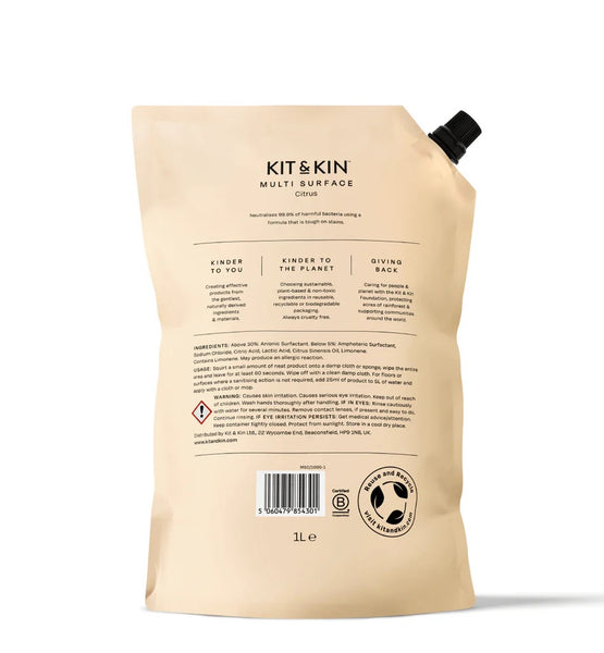 Kit & Kin Multi Surface Cleaner, Citrus Refill Pouch (1000ml)