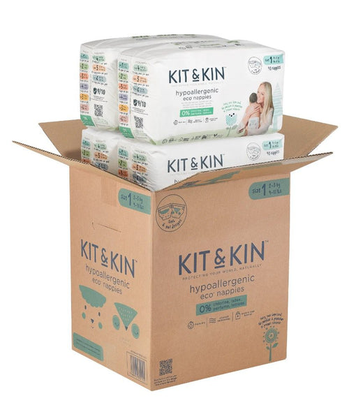 Kit & Kin eco nappies Size 1 BOX – 2-5kg (38 x 4 packs, 152 nappies)