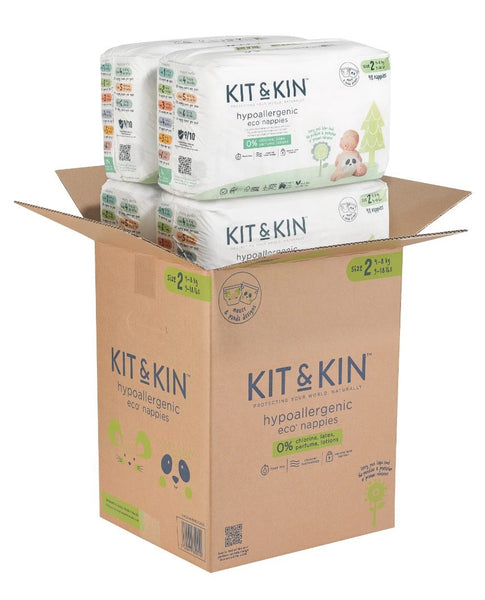Kit & Kin eco nappies Size 2 BOX, 4-8kg (38 x 4 packs, 152 nappies)