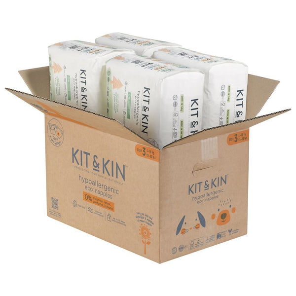 Kit & Kin eco nappies Size 4 BOX, 9-14kg (32 x 4 packs, 128 nappies)