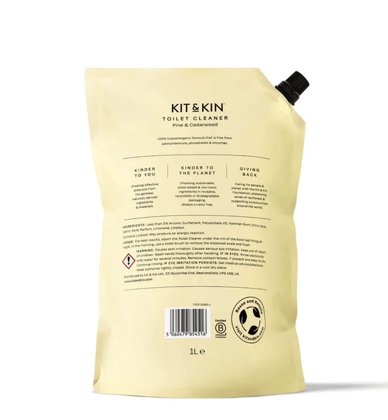 Kit & Kin Toilet Cleaner, Pine & Cedarwood Refill Pouch (1000ml)