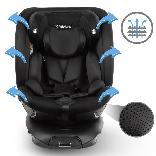 Kidwell Gocar i-Size 360° Rotating Car Seat, Black