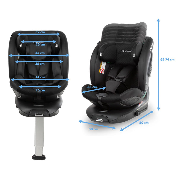 Kidwell Gocar i-Size 360° Rotating Car Seat, Black