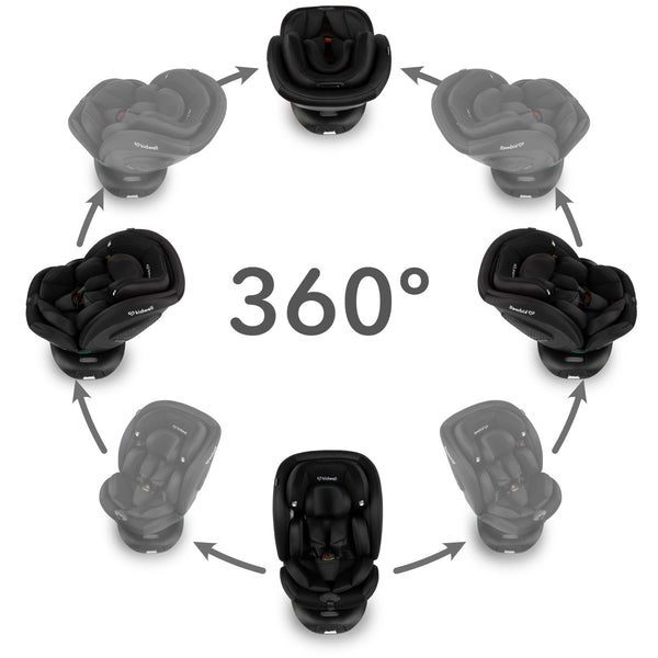 Kidwell Gocar i-Size 360° Rotating Car Seat, Black