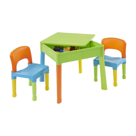 Liberty House 5 in 1 Multipurpose Activity Table & 2 Chairs Set, Green/Multi