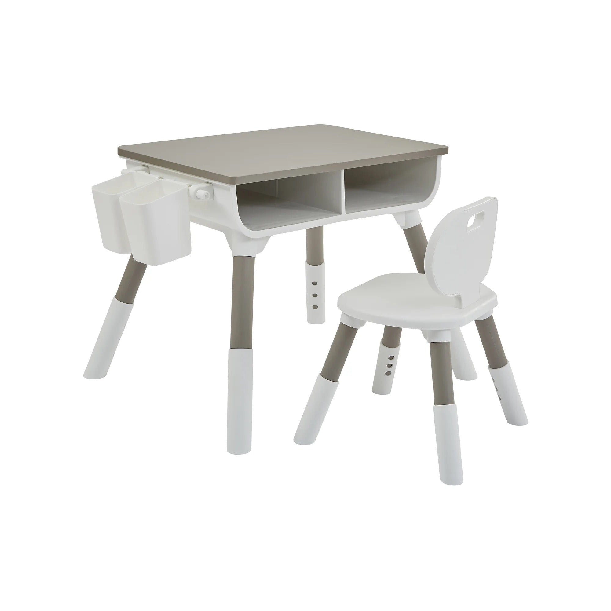 Liberty House Kids’ Scandi Height Adjustable Table and Chair Set, Grey/ white