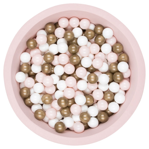 Larisa & Pumpkin Organic Cotton Powder Ball Pit with 200 (Gold/Powder/White) Balls – Large