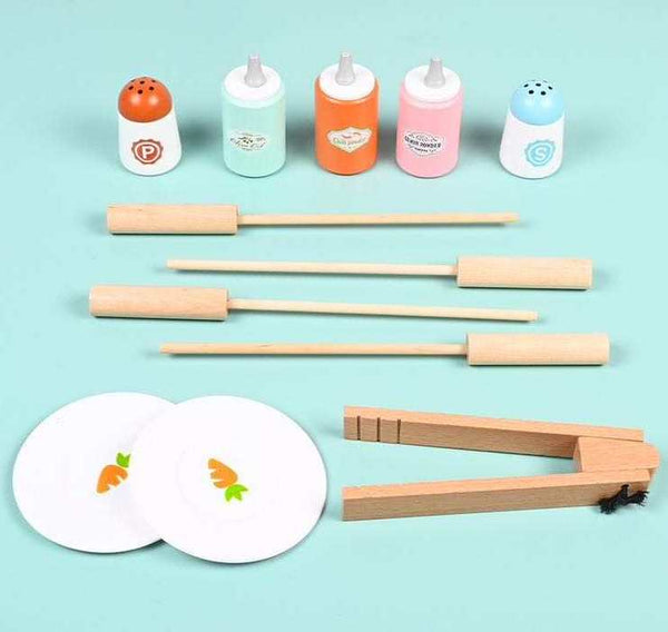 PIRA Wooden BBQ Grill Play Set with Accessories