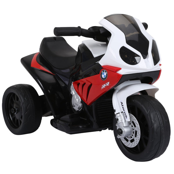 electric motorcycle for children max. 20kg with bmw license, 3 wheels, 6V rechargeable battery, red white, 66x37x44cm