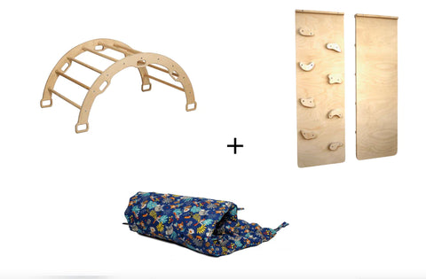 Montessori Arch Rocker with rockwall Ramp and Pillow