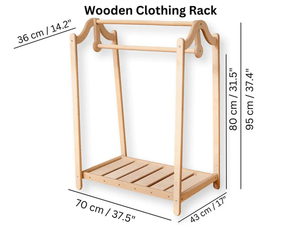 Montessori Wooden Kids Clothing Rack