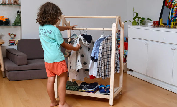 Montessori Wooden Kids Clothing Rack