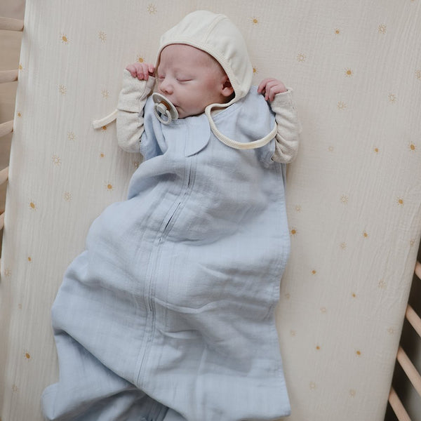 Mushie Muslin Sleep Bag - Baby Blue