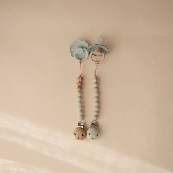 Mushie Silicone Pacifier Clip - Hera Sage