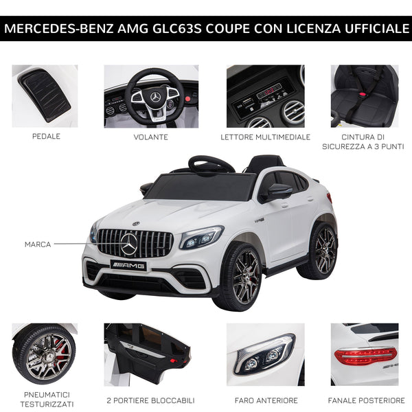 Electric Ride-On Car for Kids 3-5 Years Mercedes with Seat Belt and Remote Control, White