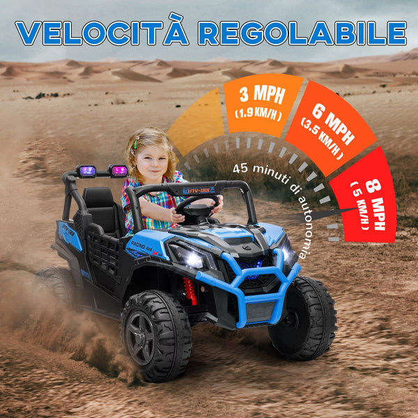 24V 2-Seater Electric Ride-On Car for Kids with Remote Control and 3 Speeds, Ages 3-8 Years, Blue