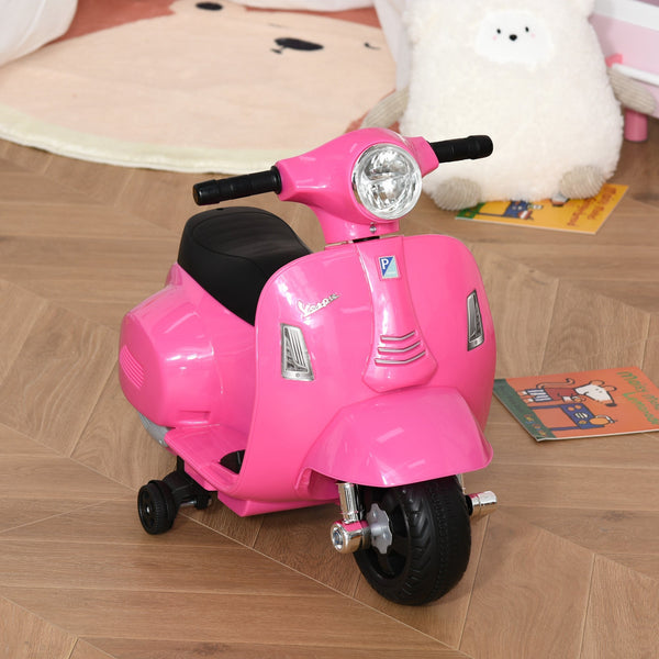 Officially Licensed 6V Kids Electric Scooter, Battery-Powered Electric Scooter for Children 18-36 Months with Headlights and Horn, 66.5x38x52cm, Pink