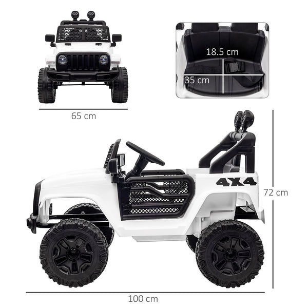 Electric Kids Car Jeep Off-Road with Remote Control and 2 Speeds, 100x65x72 cm, White
