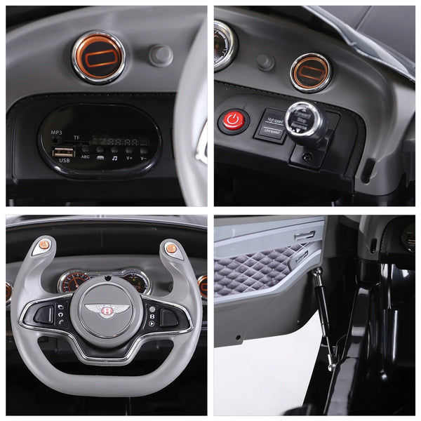 Bentley GT 6V Electric Ride-On Toy Car, with Dual Motors, Electric Car for Kids with Remote Control, Horn, Sounds, Headlights and 2 Opening Doors, 2.5-5 km/h, for 3-5 Years, Black
