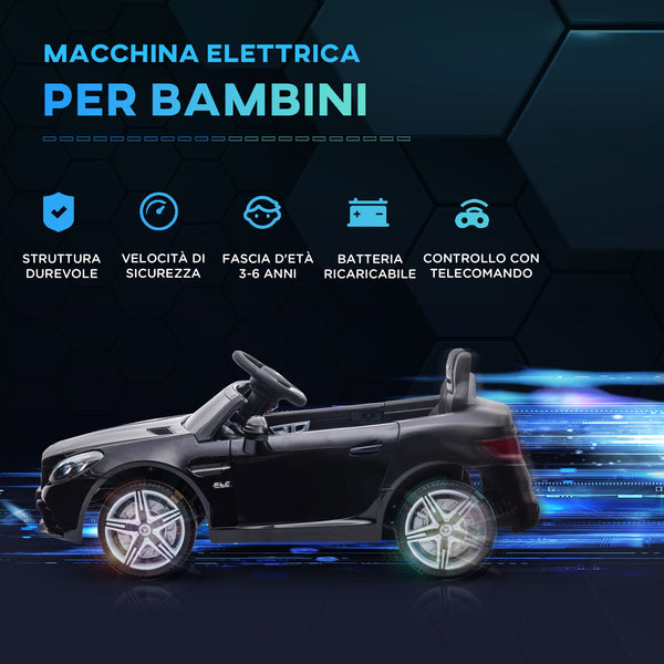 Electric Car for Children Licensed Mercedes SLC 300 with Remote Control, in PP and Metal, 107x62. 5x44 cm, Black