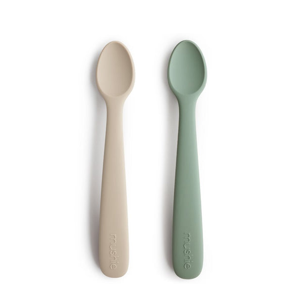 Silicone Feeding Spoons 2-Pack - Cambridge Blue/Shifting Sand