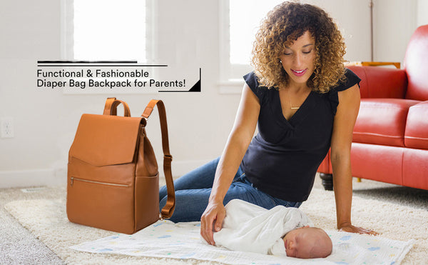 🌼NEW🌼PIRA Vegan Leather 5 piece Parent Diaper Bag with Stroller Hooks