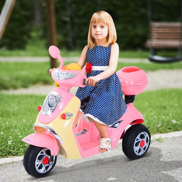PINK MOTORINO | Children's Electric tricycle for 6v girls with lights and music, pink